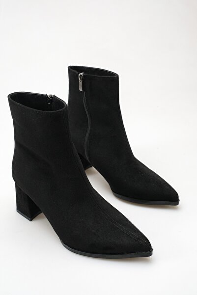 meyra'nın ayakkabıları Women's Pointed Toe Heeled Boots Black Suede