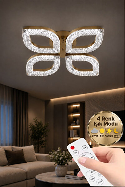Lumia Lighting Yonca Model Eskiitme Kumandalı 4"lü Ledli 3 Renk Modu Kristal ...