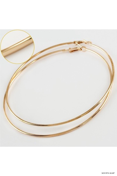 ZERO LAND Spt-Gld Thin Tube Metal Hoop Earrings (230440) 8-9-10 cm