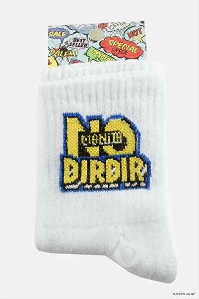 ZERO LAND Spt-Gld Birdir Written College Socks (225950) 8X28 White