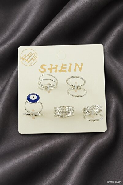 ZERO LAND Spt-Gld 7 Pieces Nazar Lüx Joint Rings (232928) Silver Color