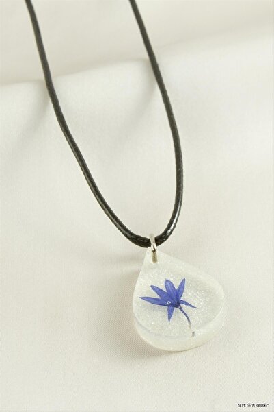 ZERO LAND Spt-Gld Cornflower Drop Epoxy (225838) Necklace Blue