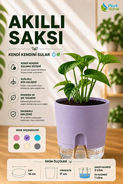 plant-home Akıllı Saksı Kendini Sulayan Saksı Otomatik Sulama Sistemli Su Haz...