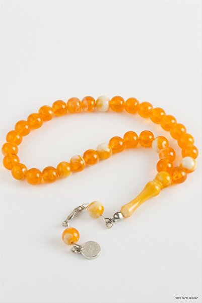 ZERO LAND Spt-Gld Colored Plastic Prayer Beads 9 (225630) mm Orange