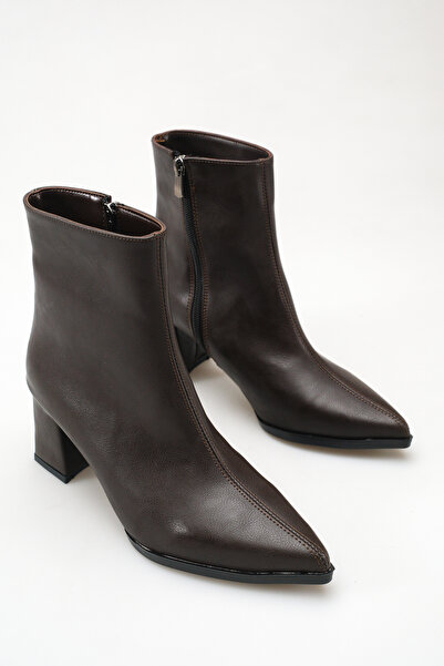 meyra'nın ayakkabıları Women's Pointed Toe Heeled Boots Brown Skin