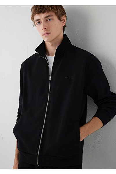 Mavi Zippered High Collar Tight Texture Regular Fit Men's Sweatshirt.