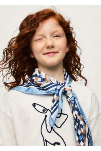 MAYORAL Cream Girls' Long Sleeve T-Shirt with Scarf 7060