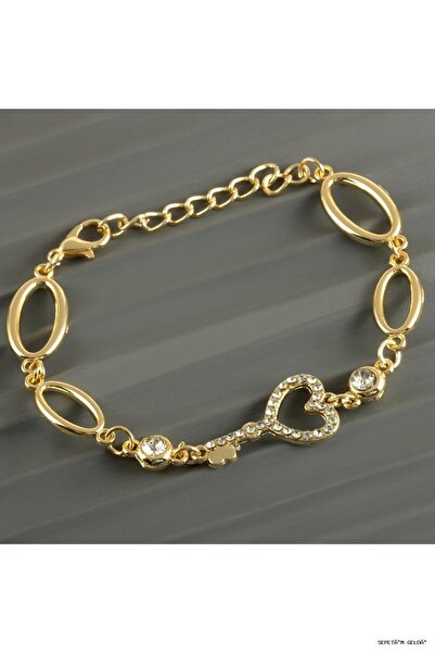ZERO LAND Spt-Gld Heart Key Stone Tr (04642) Bracelet Yellow