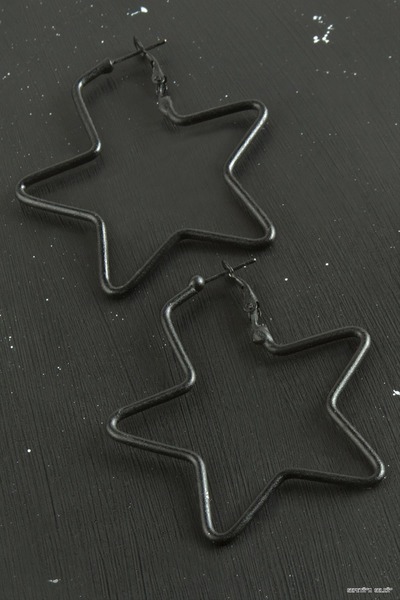 ZERO LAND Spt-Gld Star Tr Earrings 5.5 (04109) cm Black