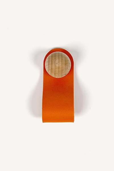 Kulpingo Orange Wooden Detailed Button Leather Handle