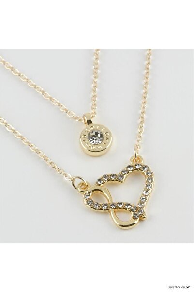 ZERO LAND Spt-Gld New Season Double Necklace with Heart Infinity Figure (0100...