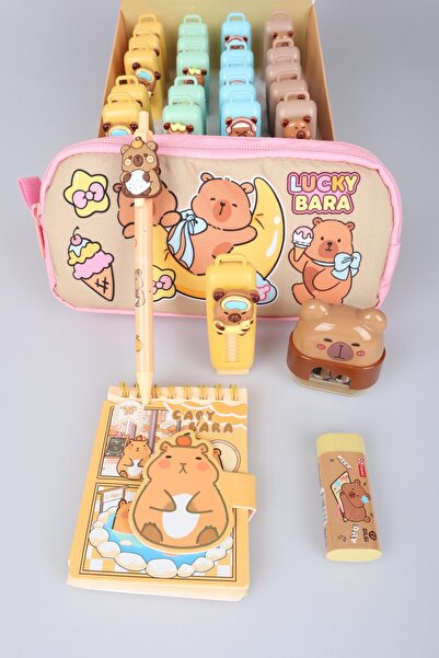 capybara Stationery Set Pencil Bag A7 Notepad, Eraser, Pencil Sharpener, 0.7 ...
