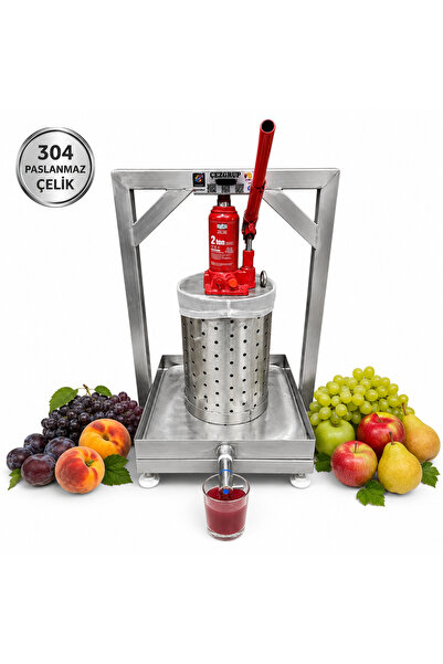 5 Litre Tamamı Krom Üzüm ve Meyve Sıkma Presi – Paslanmaz Çelik Mini Pres