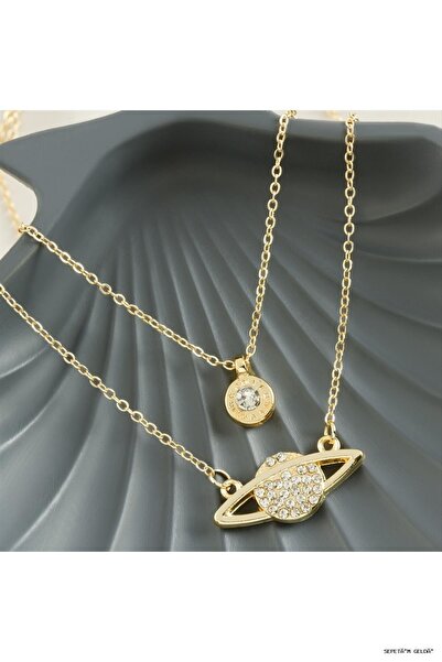 ZERO LAND Spt-Gld Saturn New Season Double (11559) Necklace Yellow