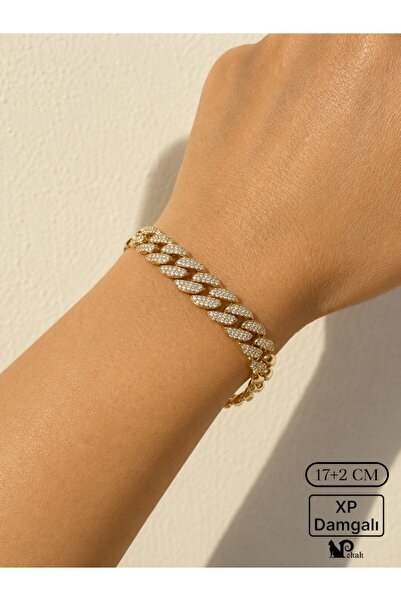 POKAK Xuping Jewelry 14K Altın Kaplama Gurmet Zincir Zirkon Taşlı Bileklik Xu...