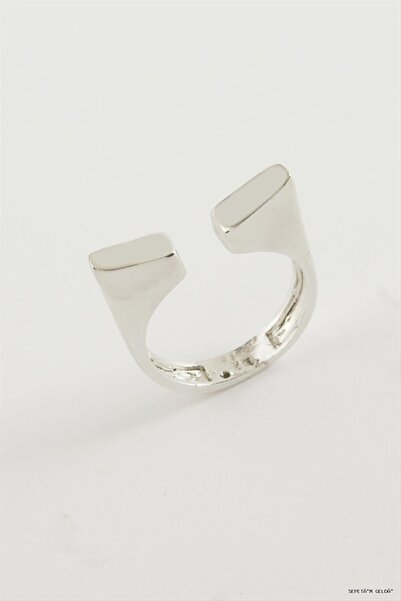 ZERO LAND Spt-Gld Cornered Metal Ring (235644) Silver Color