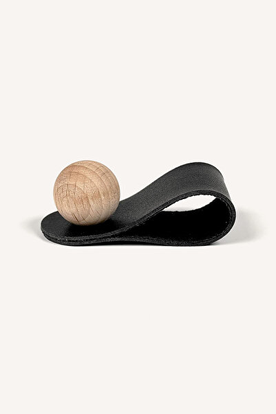 Kulpingo Black Wooden Detailed Button Leather Handle