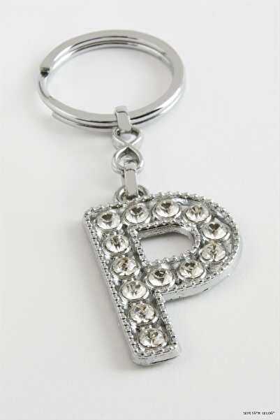 ZERO LAND Spt-Gld Silver Color Stone Letter (00339) Keychain P