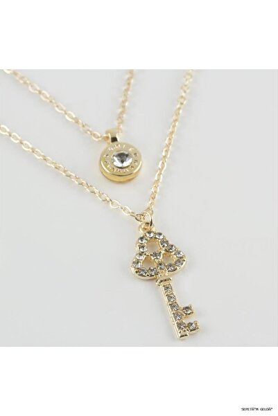 ZERO LAND Spt-Gld New Season Double Necklace with Key Figure (00957) Yellow S...