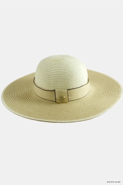 ZERO LAND Spt-Gld Striped Straw Hat (03645) Beige