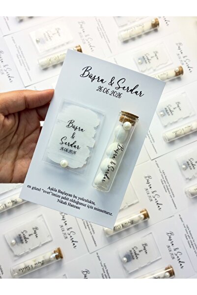 hayalim design özge koca Kartlı Nikah Şekeri ve Magnet İkili Set Cam Tüp Şişe...