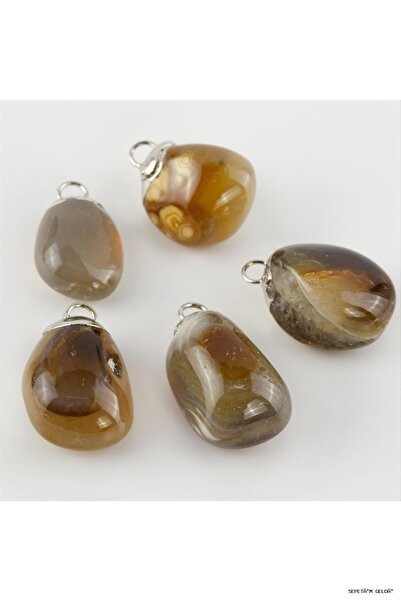 ZERO LAND Spt-Gld Agate Natural Stone Necklace (01121) Brown Tip