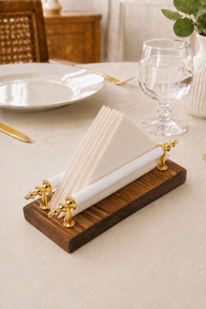 MERALP Wooden Napkin Holder, Metal Profile Handle