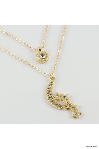 ZERO LAND Spt-Gld New Season Double Necklace with Moon and Star Figures (0101...