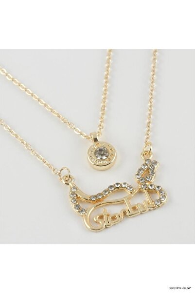 ZERO LAND Spt-Gld Istanbul Written New Season Double Necklace (04422) Yellow ...