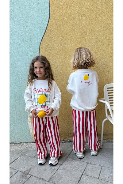 Unisex çocuk limon desenli takım