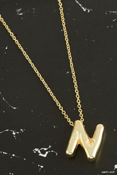 ZERO LAND Spt-Gld Letter N Balloon (05623) Necklace Yellow