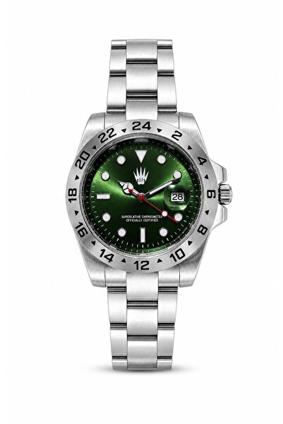 WATCHOFROYAL Daytrack Silver Green Steel Wristwatch
