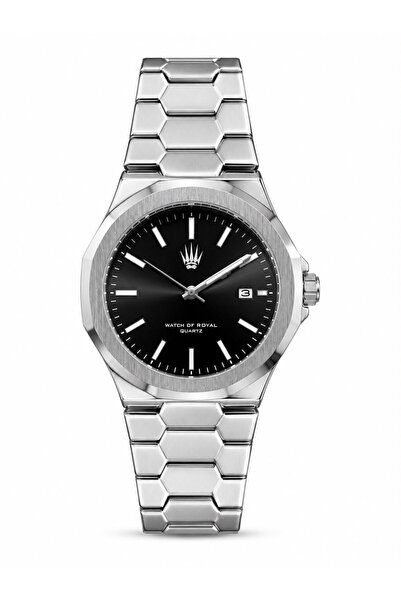 WATCHOFROYAL Bound Silver Black Steel Wrist Watch