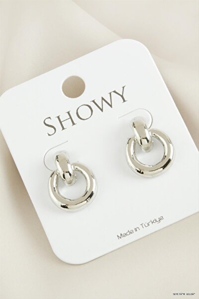 ZERO LAND Spt-Gld Round New Season Metal Earrings (05539) Silver Color