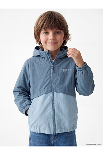 LC Waikiki Hooded Printed Boy's Raincoat