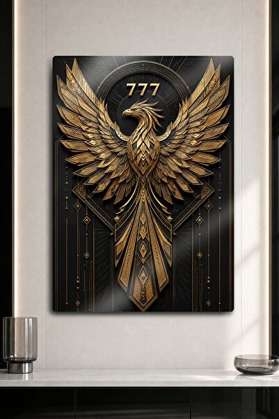 DekorHane Metalni zidni dekor - Geometrijska crna zlatna Emeraldaanka 777 Art...
