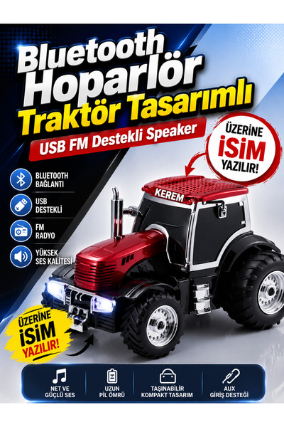 Bluetooth Hoparlör Traktör Tasarımlı USB FM Destekli Speaker