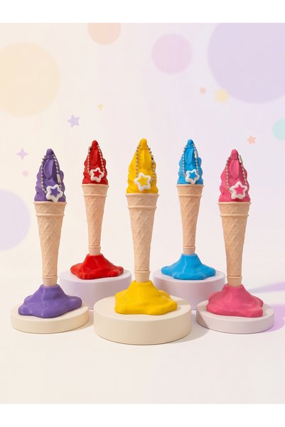 Frostblack Ice Cream Shaped Ballpoint Pen with Stand and Cap Cute Kids Stationery Gift