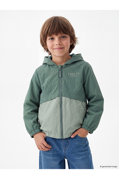 LC Waikiki Color Blocked Hooded Boy's Raincoat
