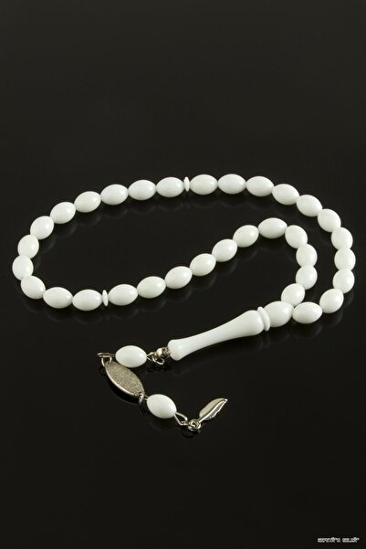 ZERO LAND Spt-Gld Olive Shaped Plastic Prayer Beads 8X11 (05021) mm White