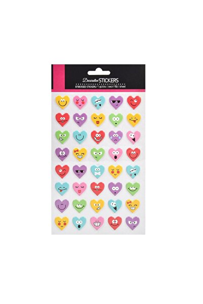 OEM Carte de colorat cu autocolante, 40 bucăți/file – inimi, autocolante