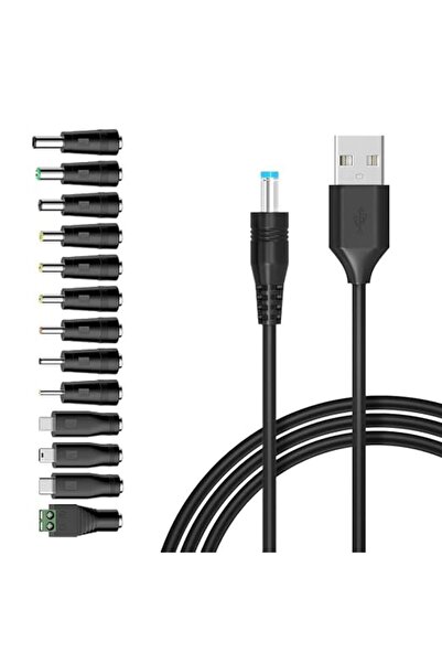 Generic USB to DC 5V Power Cable with 13 Adapter Plugs (5.5x2.5mm/Type C/Micr...