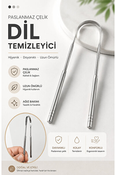 MAQYA KOZMETİK (U Model) Paslanmaz Çelik Dil Temizleyici Metal Dil Sıyırıcı A...