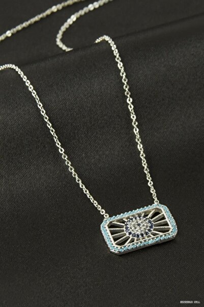 ZERO LAND Zngzrmll Frame Evil Eye Zircon Stone Pendant (24410) Silver Color