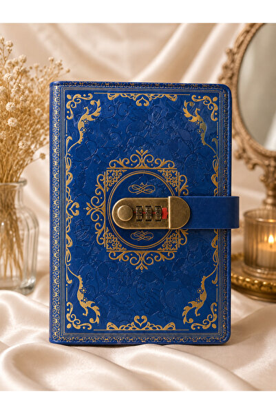 HEPBİMODA Lüks Vintage Şifreli Defter - Deri Görünümlü, Altın Varaklı Günlük ...