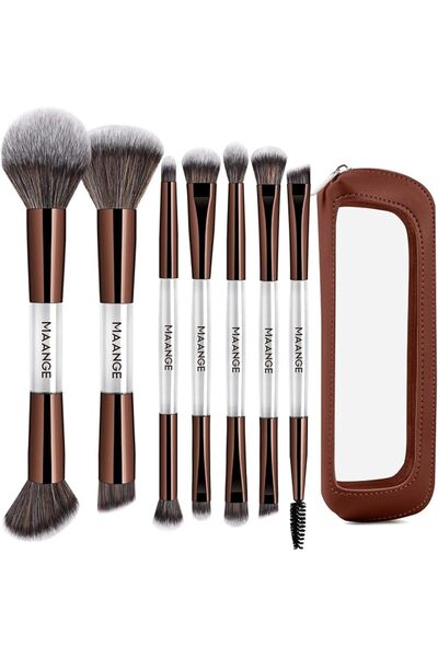 MAANGE Manji Makeup Brush Set of 7 Double-Ended Brushes Made of Plastic and A...