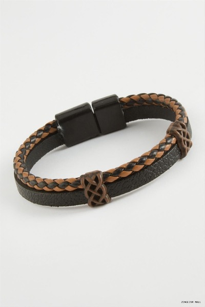 ZERO LAND Zngzrmll Magnetic Leather (31044) Bracelet Brown