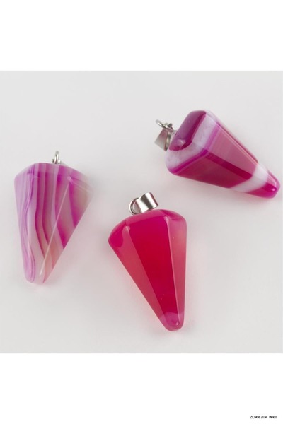 ZERO LAND Zngzrmll Agate Pandul Natural Stone Necklace (31455) Pink Tip
