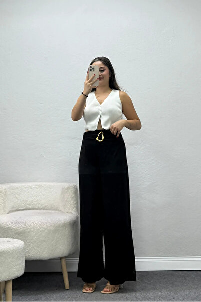 BELENDİR Women's Modal Buckle Pants Black