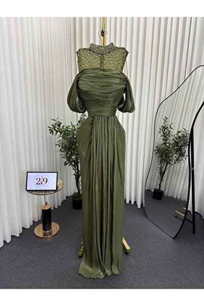 Boutique 219 فستان شيفون زيتي